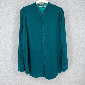 Soft Surroundings Velvet Tunic Top Blouse Size M Blue Oversized Collarless